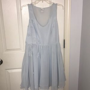 sky blue dress with flower details